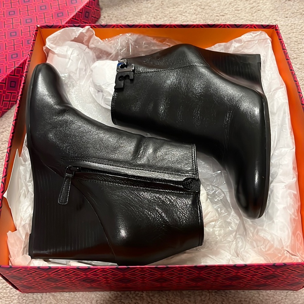 Black Lowell 85mm Wedge Booties